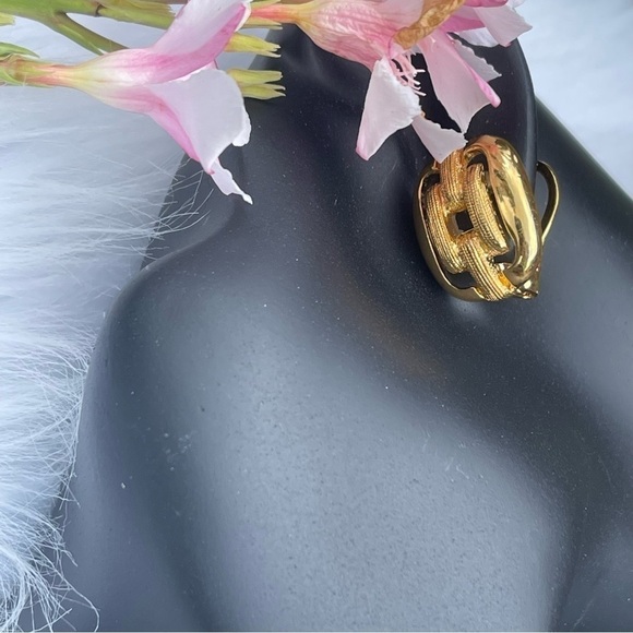 PREMIER GoldTone Rectangle Box Cut Out Clip Earrings - Picture 5 of 9